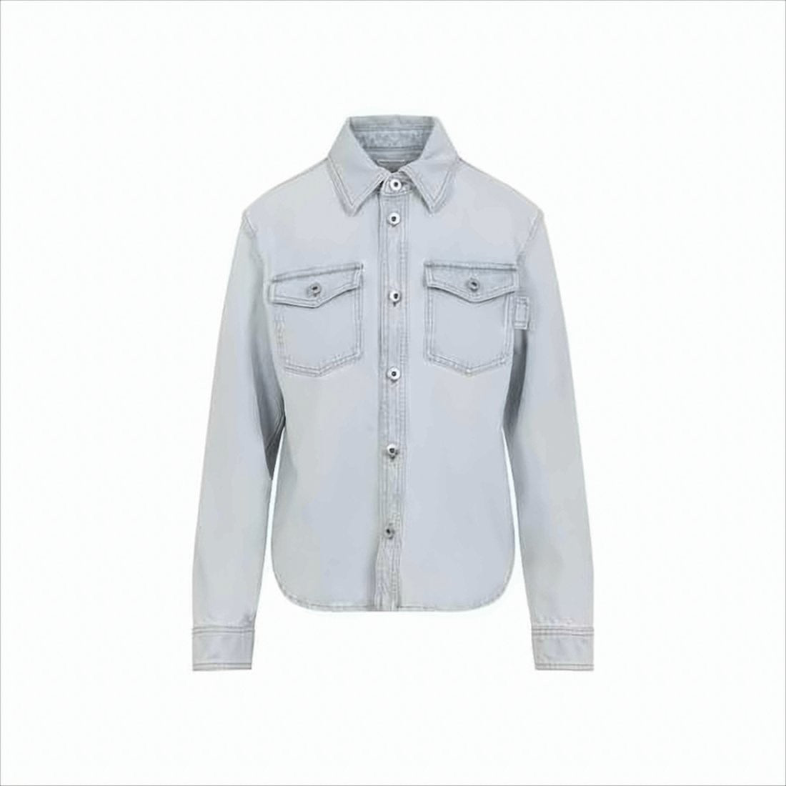 Bottega Veneta Light-Wash Denim Shirt With Classic Collar