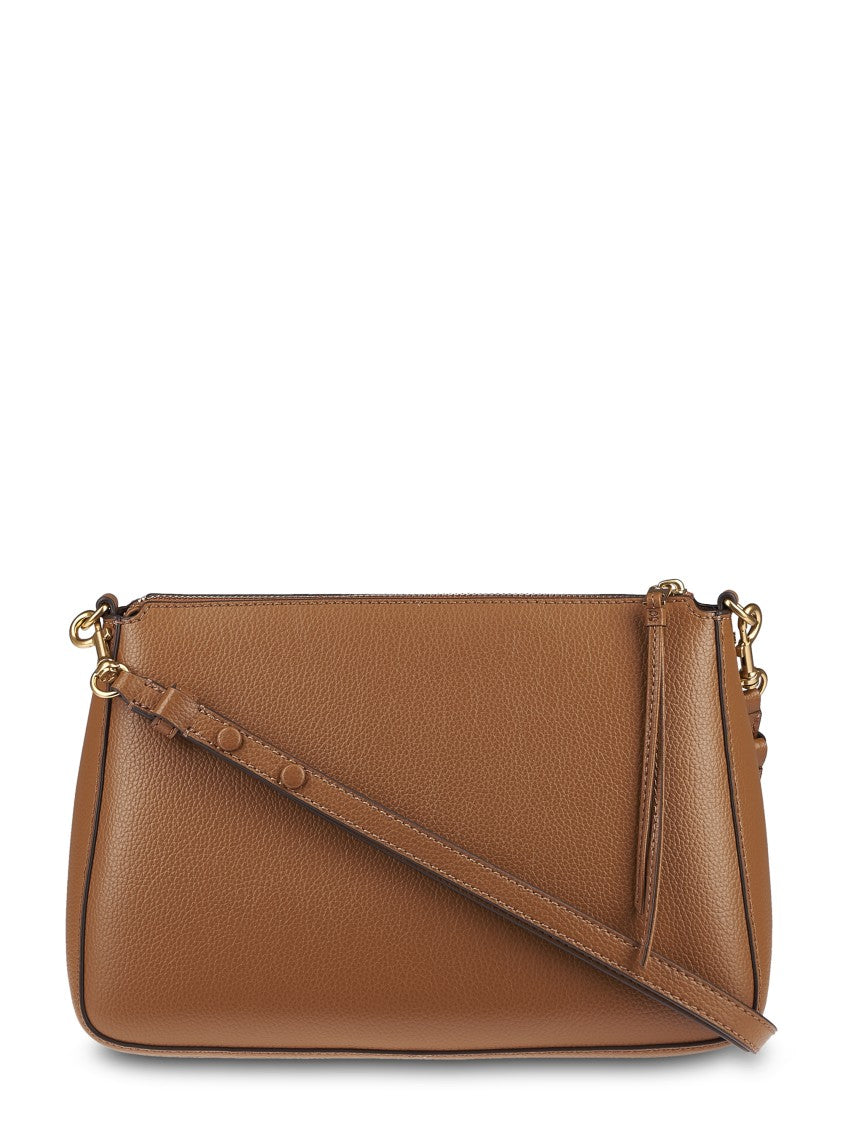 Tory Burch Textured Leather Shoulder Bag With Gold-Tone Chain And Zip Closure