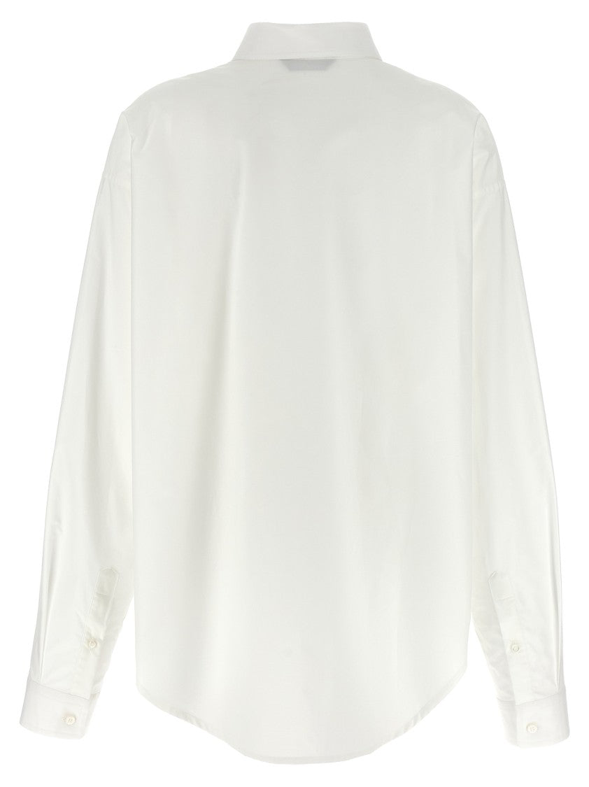 Balenciaga Oversized Cotton Poplin Shirt With Logo Embroidery