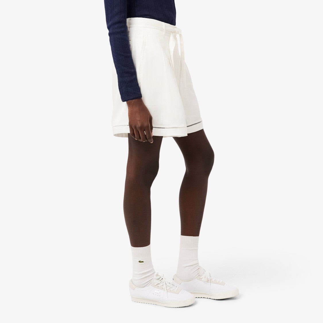 Lacoste Tailored White High-Waist Shorts