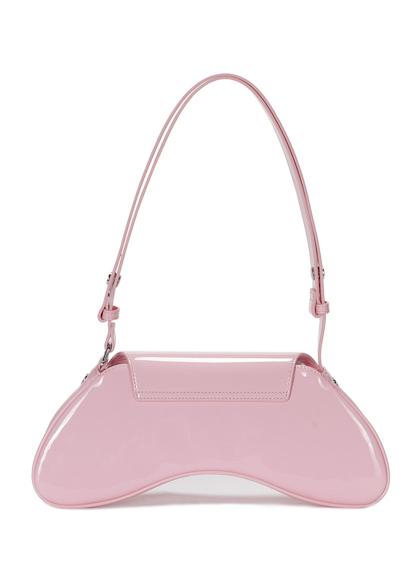 Diesel Pink Play Curved Shape Patent Leather Crossbody Bag
