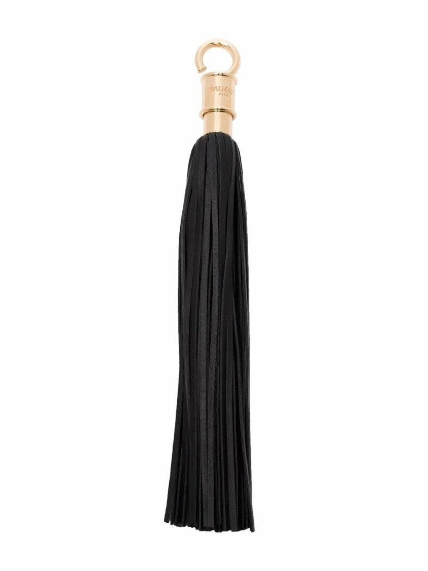 Balmain Tassel Leather Keychain With Gold-Tone Clasp