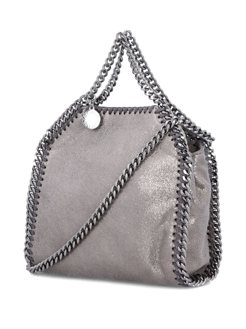 Stella Mccartney Silver-Tone Grey Bag With Decorative Stitching And Chain Strap
