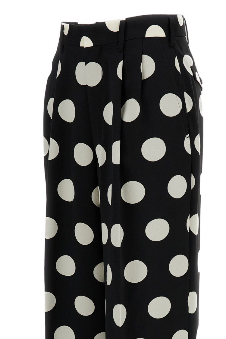 Junya Watanabe Black White Polka Dot Wide-Leg Pants