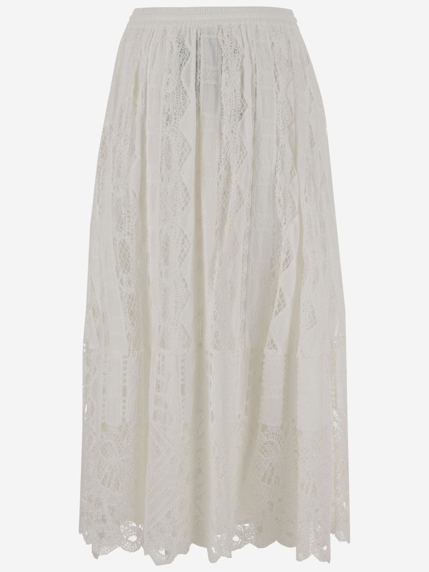Pinko Long Sangallo Skirt With Pleated Design