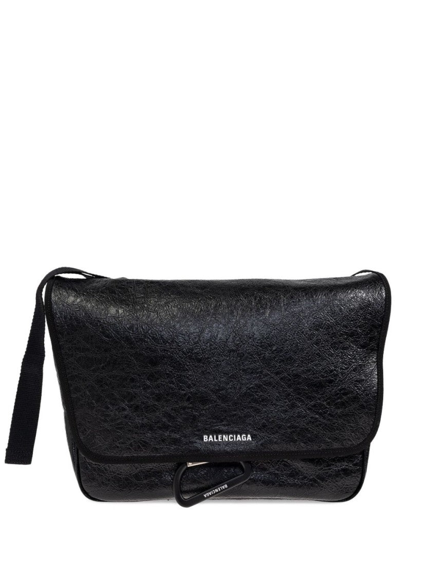 Balenciaga Textured Flap Closure Shoulder Bag With Spacious Interior