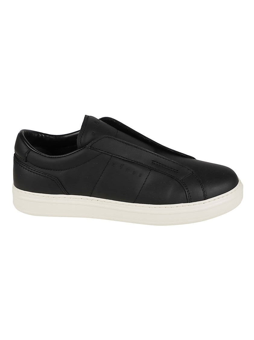 Hogan H668 Laceless Black Calf Leather Slip-On Sneakers