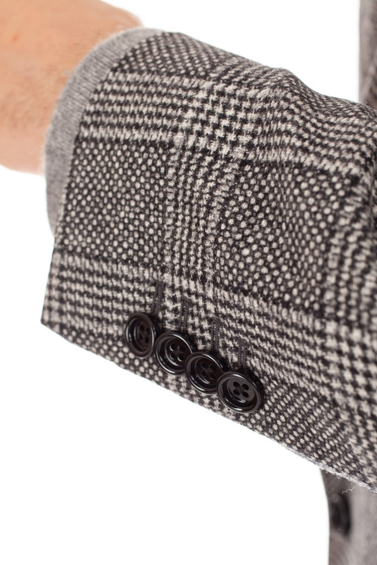Lardini Double-Breasted Check Wool-Cashmere Jacket