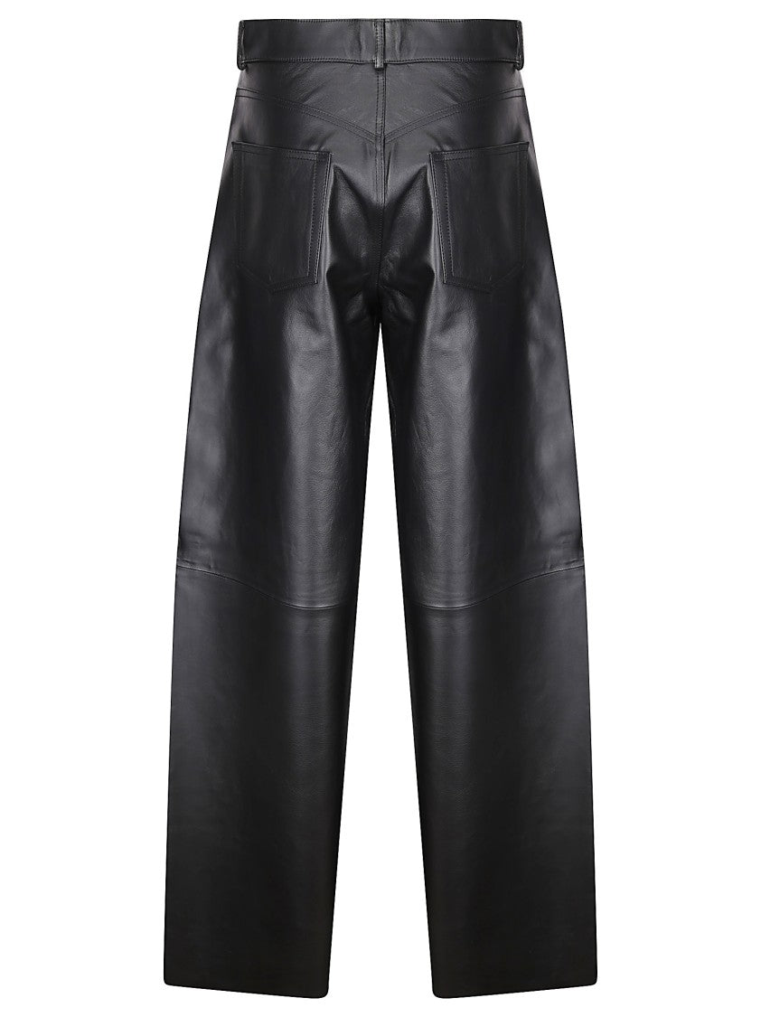 Haikure Wide-Leg Black Leather Trousers
