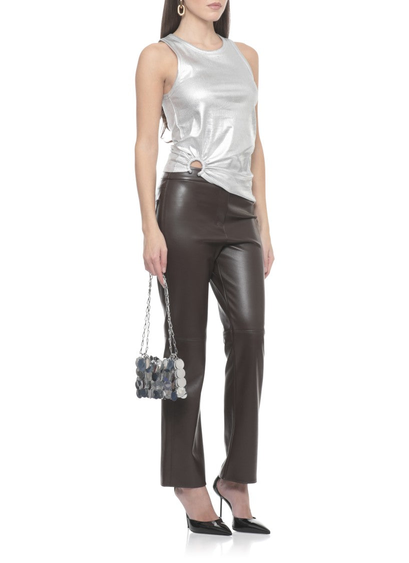 Rabanne Silver Metal Accent Cotton Tank Top
