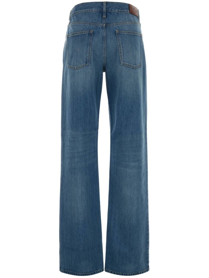 Gucci Blue Low Straight Denim Pants