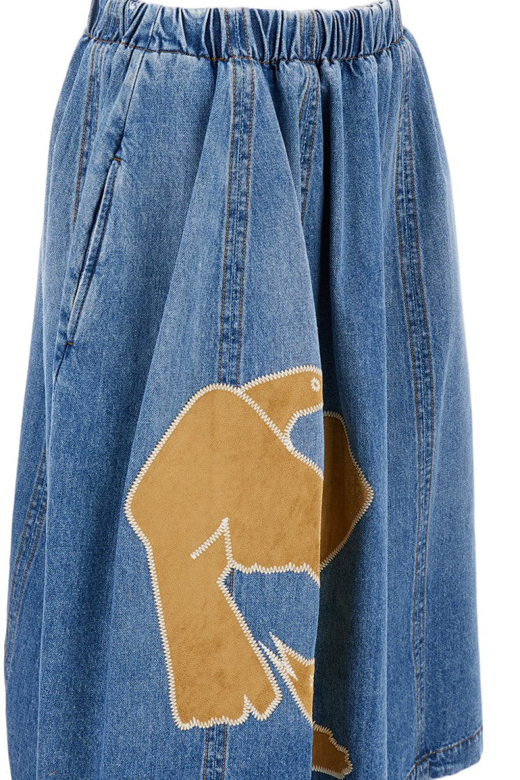Marni Pleated Denim Midi Skirt