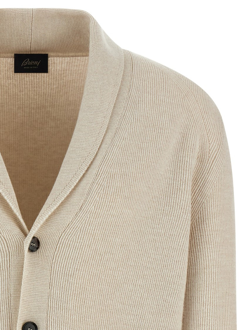 Brioni Ribbed Cashmere And Merino Wool Blend Cardigan