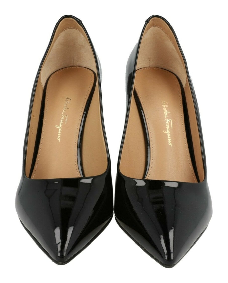 Ferragamo Ilary X5 Patent Leather Pumps With Pointed Toe And Stiletto Heel