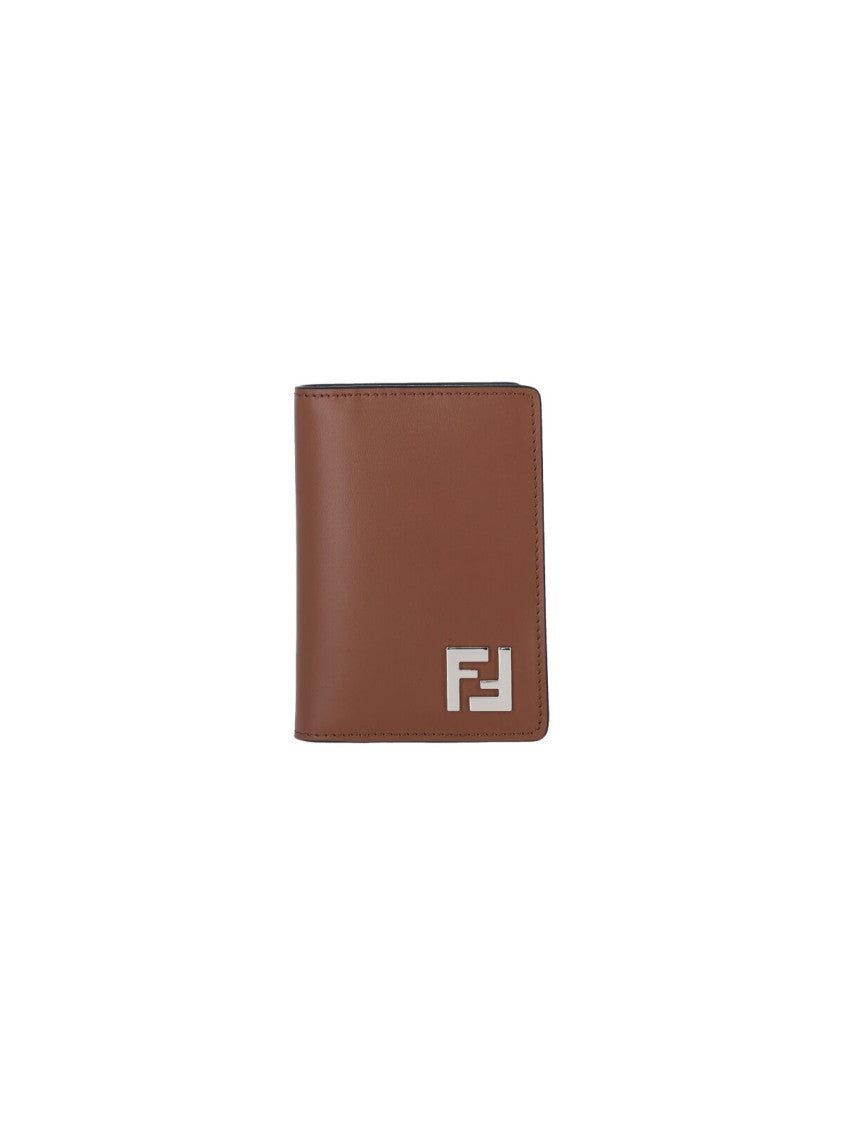 Fendi "Squared Ff" Bi-Fold Card Holder – Brown