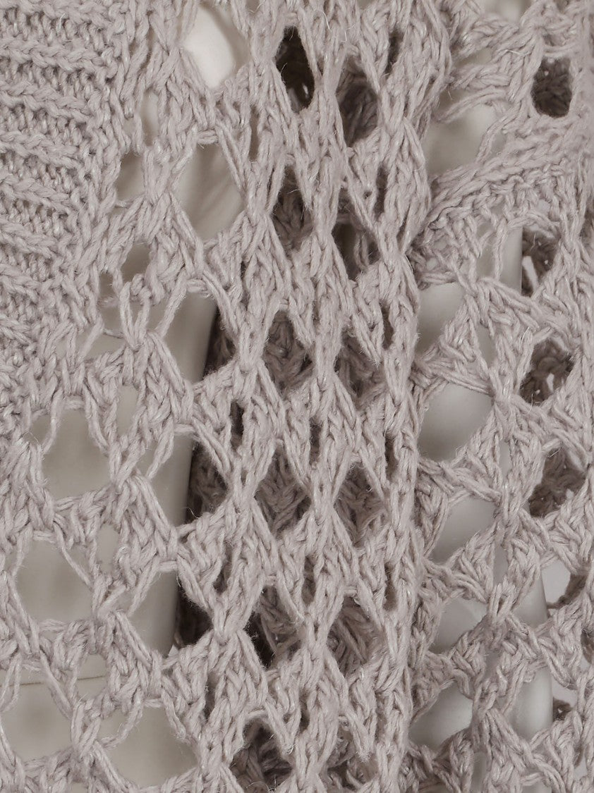 Brunello Cucinelli Open-Knit Sweater With Deep V-Neck