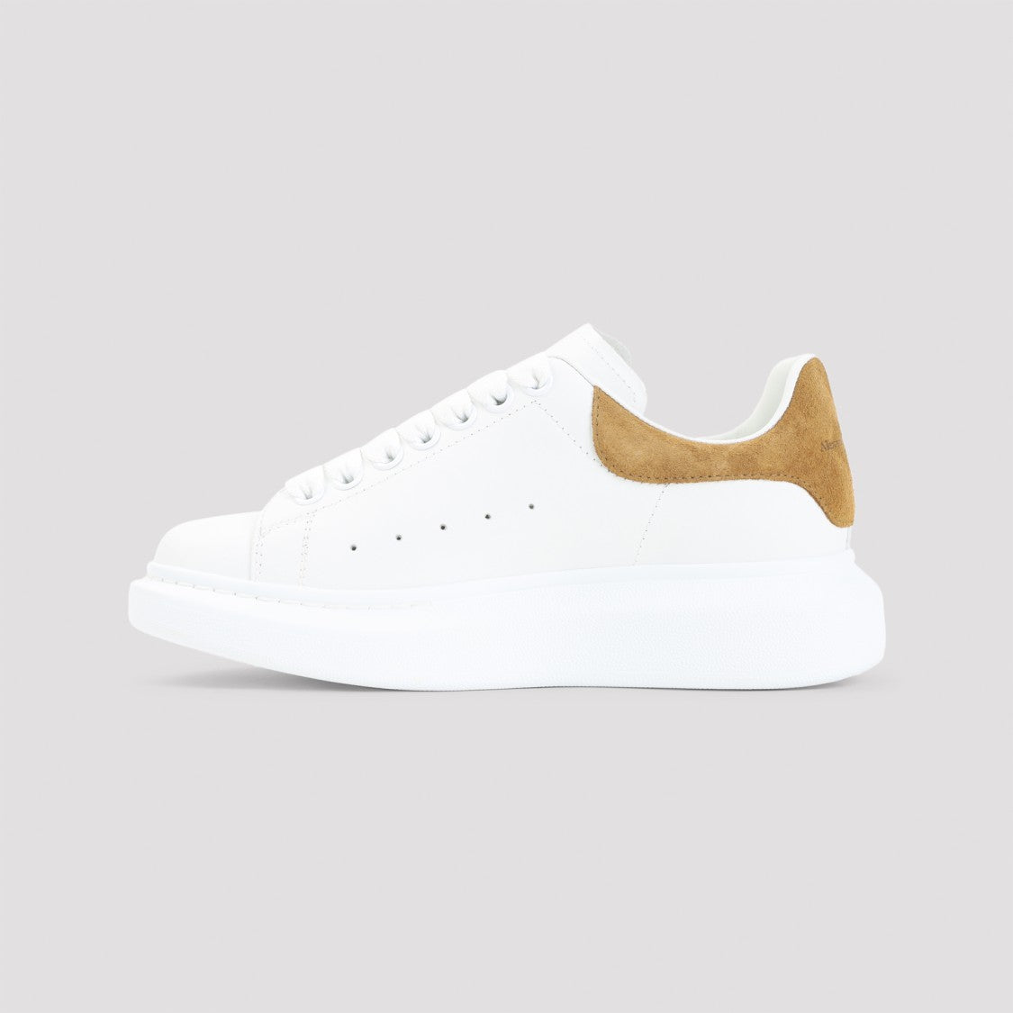 Alexander Mcqueen Sole White Sneakers With Tan Suede Tab
