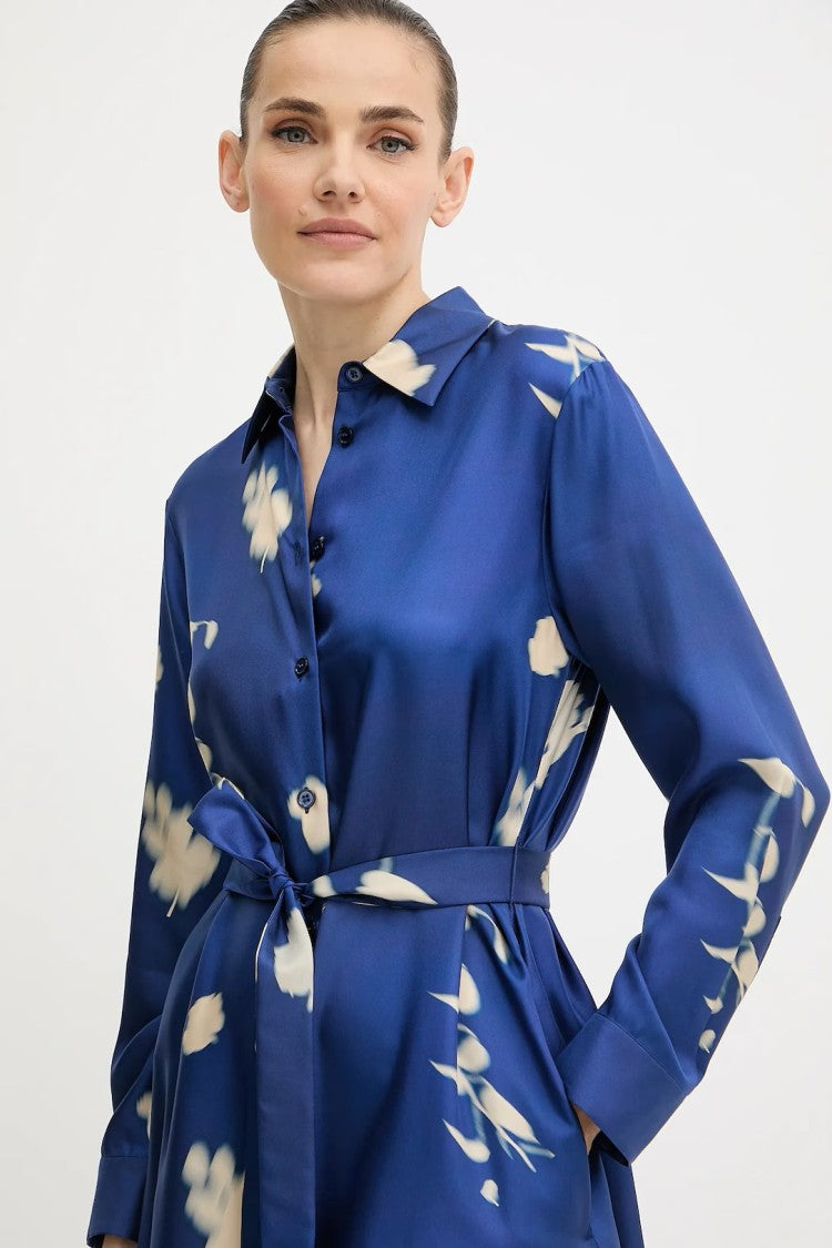 Max Mara Silk Midi Dress With Classic Collar