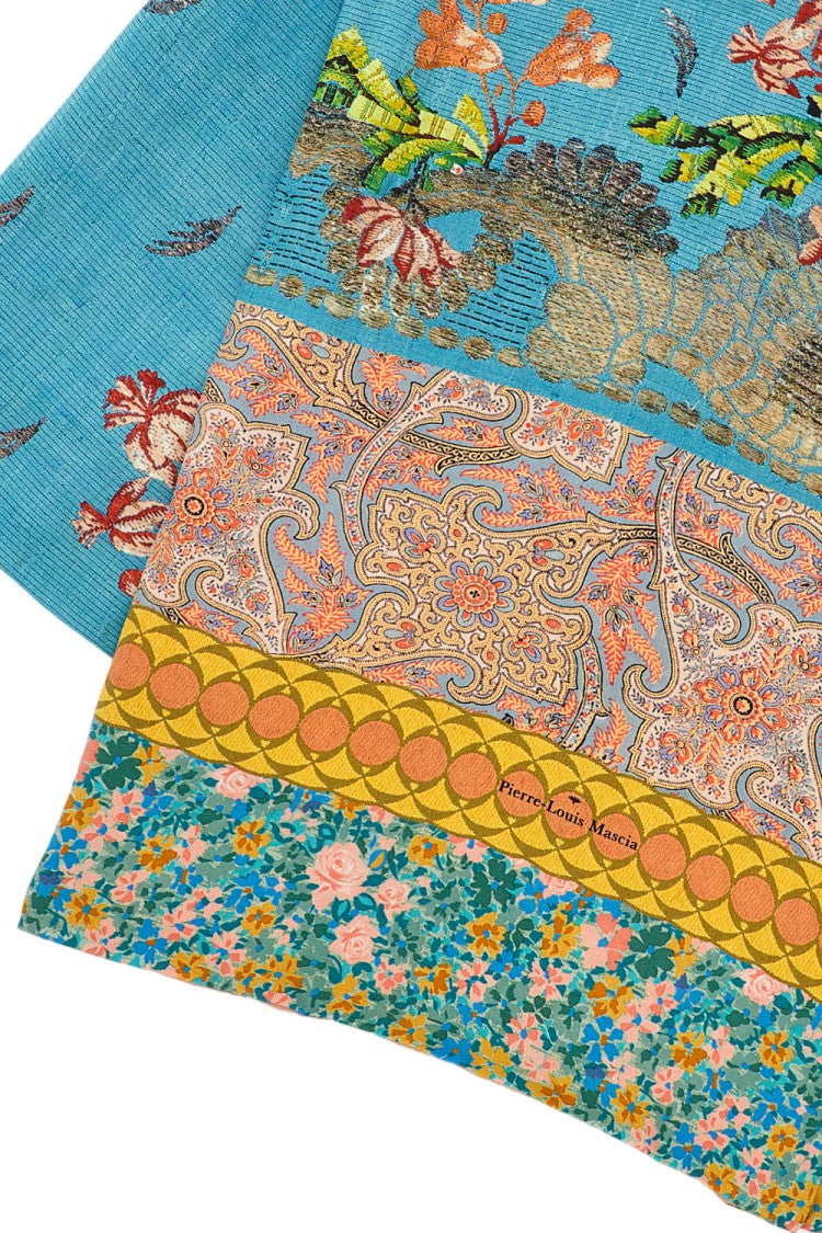 Pierre-Louis Mascia Turquoise Silk Scarf With Paisley Design