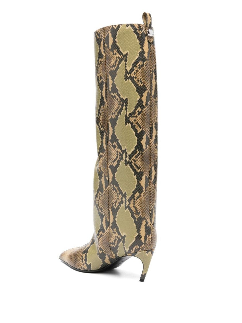 The Attico Python-Print Black Calf Leather Ankle Boots