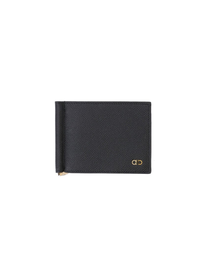 Ferragamo Textured Calf Leather Wallet Clip