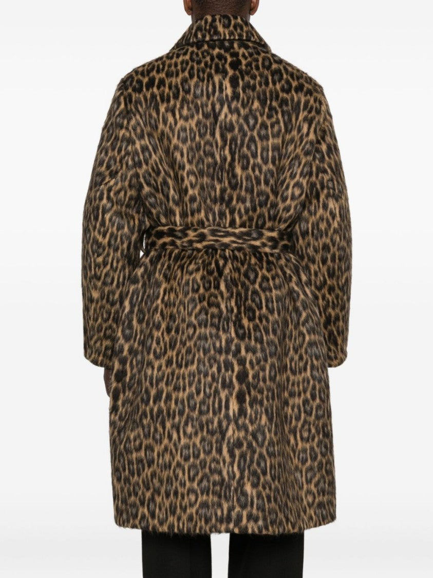 Lanvin Brown Multicolour Long Sleeve Button Coat