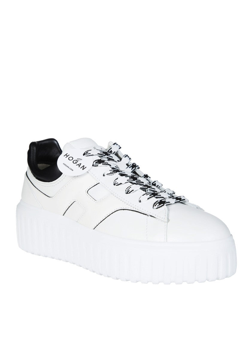 Hogan White Leather Chunky Ridged Sneakers