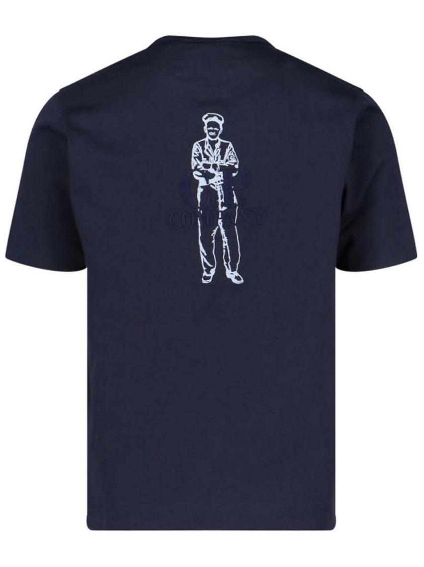 C.P. Company Short-Sleeved Blue T-Shirt With Logo Print