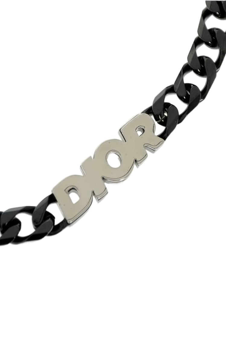 Christian Dior Bold Interlocking Chain Necklace With Prominent Logo