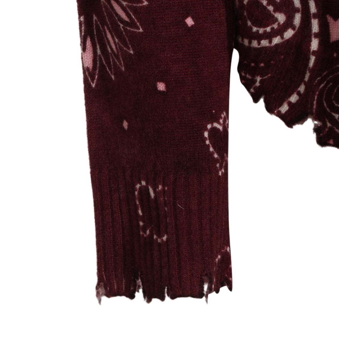 Kujiten Burgundy Sweater With Paisley And Floral Pattern