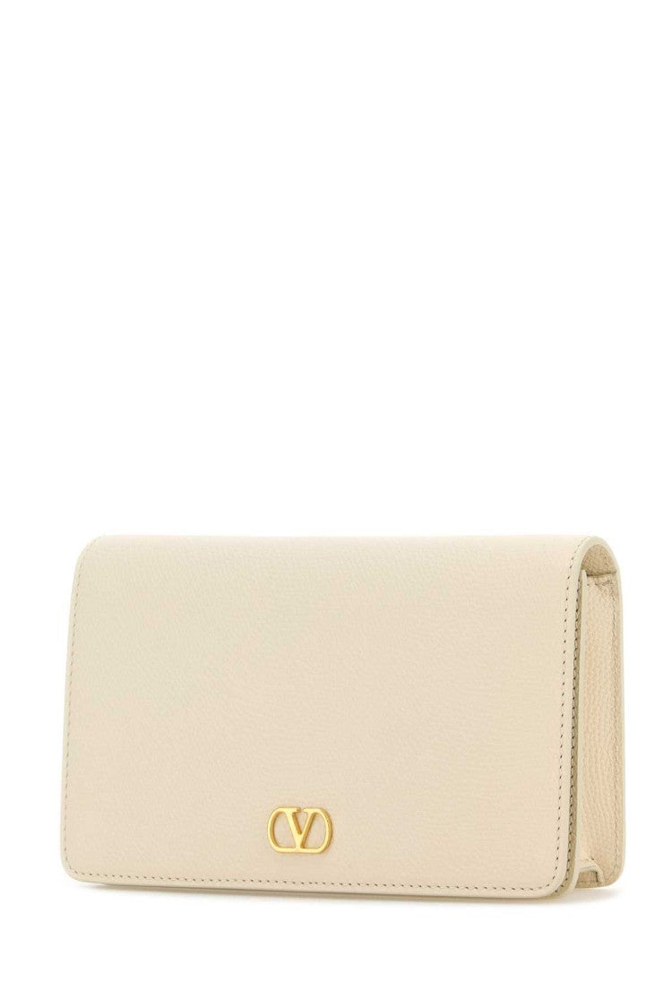 Valentino Garavani Ivory Leather Vlogo Signature Clutch