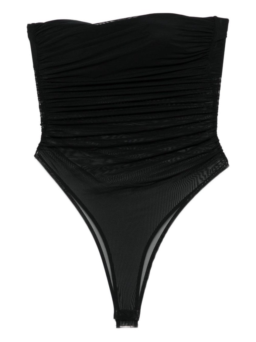 Amazuin Ruched Black Bodysuit
