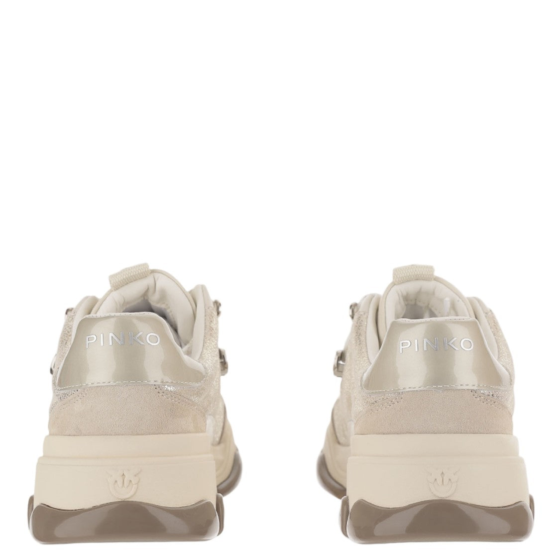 Pinko Grey Metallic Chunky Sole Sneakers