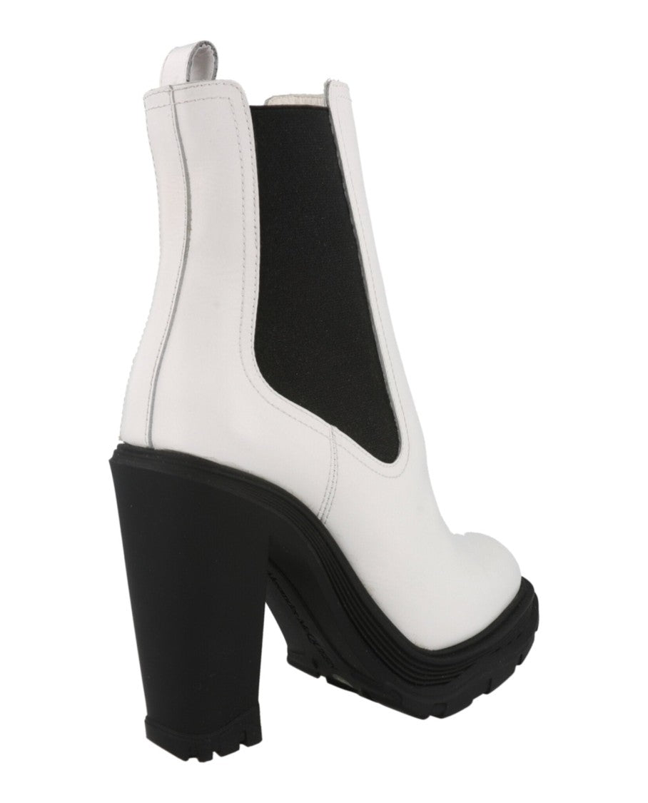 Alexander Mcqueen Ankle-Length Calfskin Leather Chelsea Boots With Block Heel