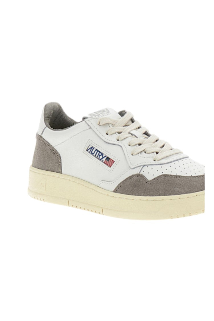 Autry White Grey Medalist Low Leather Suede Sneakers