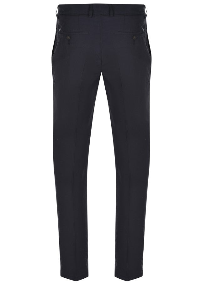Emporio Armani Midnight Blue Cotton Trousers With Straight-Leg Silhouette