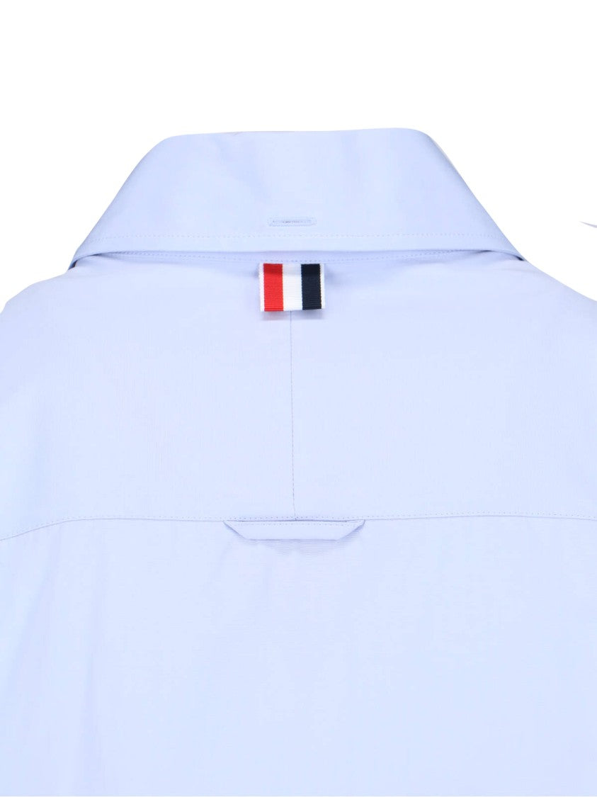 Thom Browne Blue Poplin Curved Hem Logo Shirt