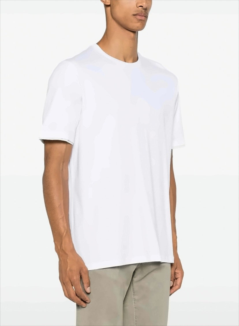 Herno Plain White Crewneck T-Shirt With Logo Detail