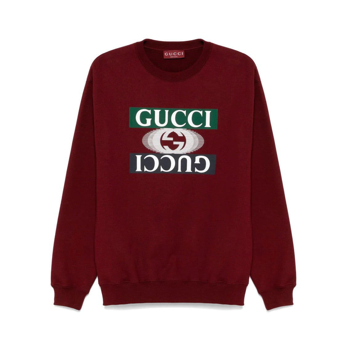 Gucci Graphic Print Crewneck Sweatshirt With Ribbed Cuffs