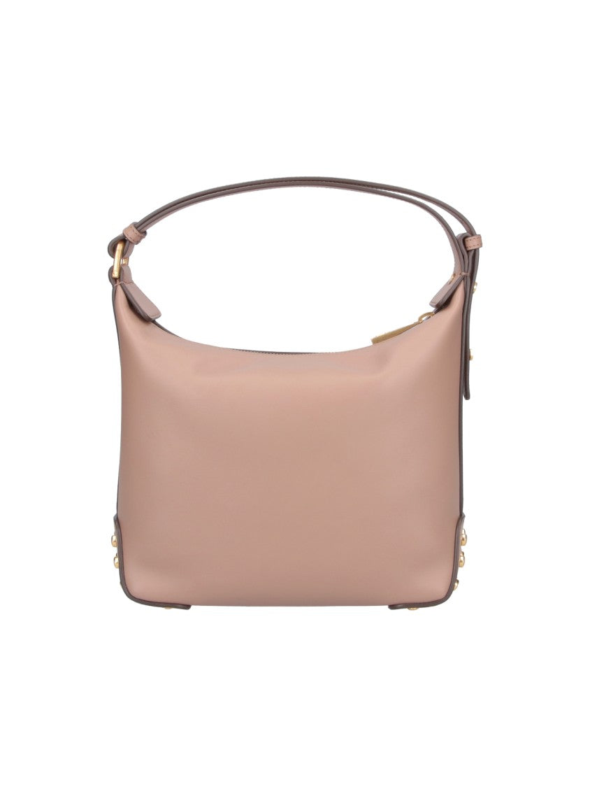 Tod's Beige Metal Dots Smooth Leather Bag
