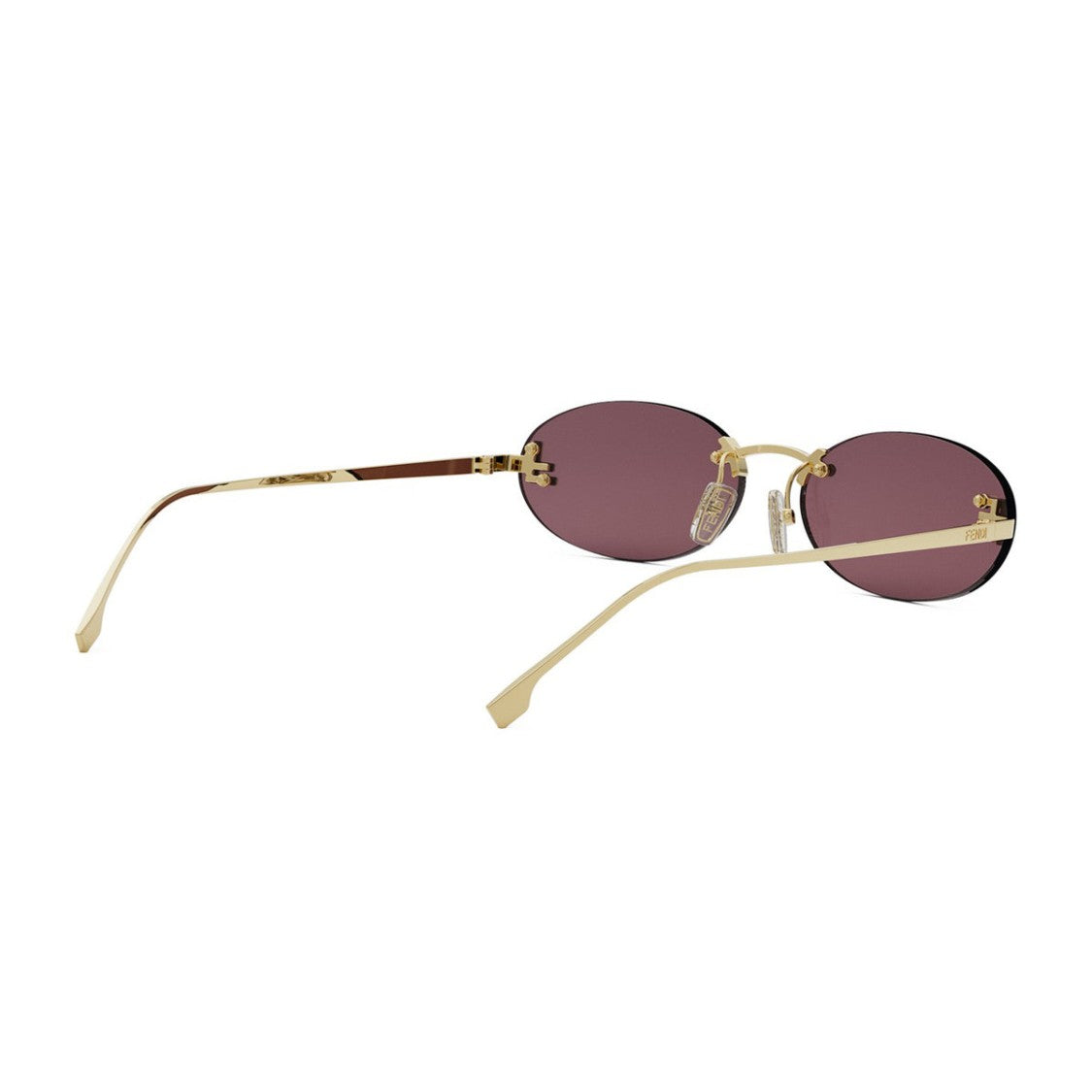 Fendi Gold First Crystal Fe4075us Oval Rimless Metal Sunglasses