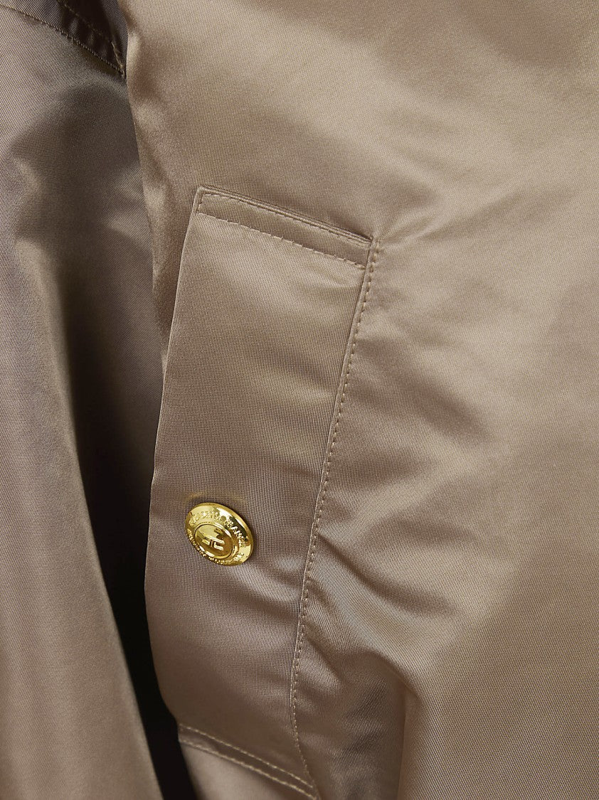 Elisabetta Franchi Oversized Brown Nylon Bomber Jacket
