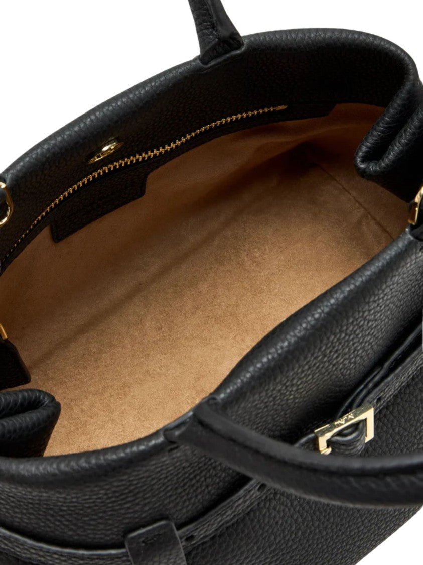Manu Atelier Black Le Cambon 25 Hammered Leather Shoulder Bag