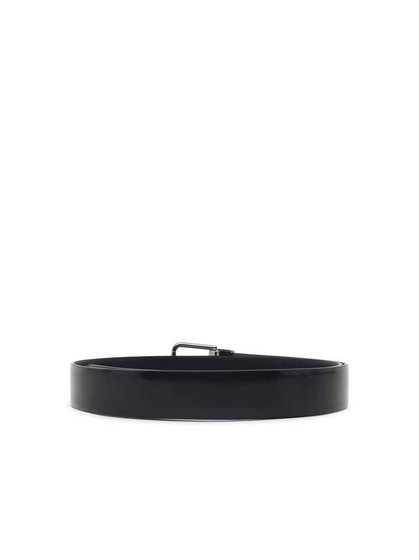 Dolce & Gabbana Calfskin Leather Belt With Polished Metal Buckle