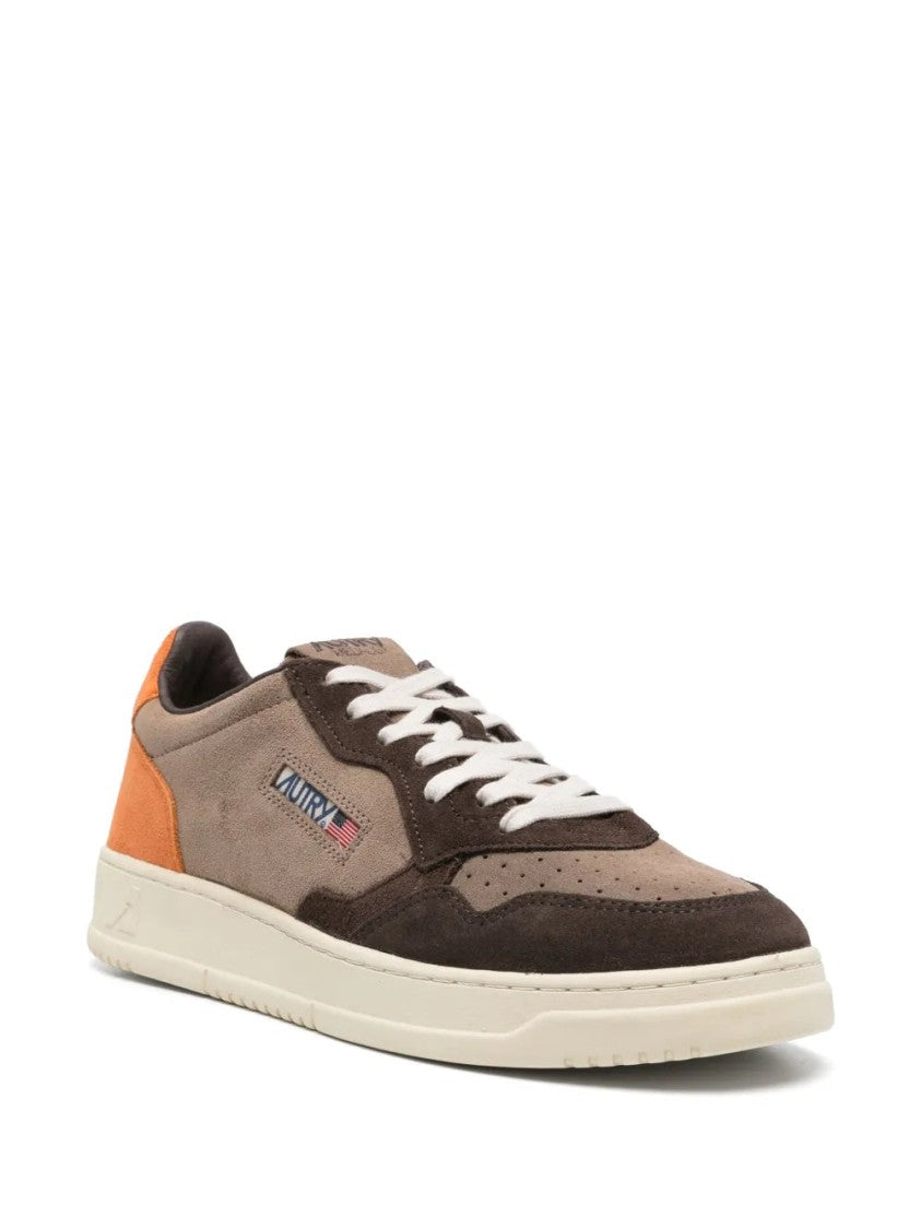Autry Coffee Brown Low-Top Sneakers With Logo Patch