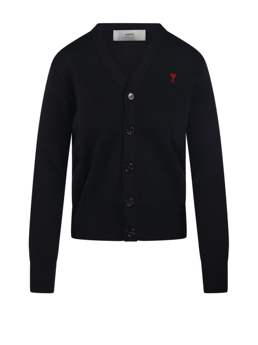 Ami Adc V Neck Merino Cardigan