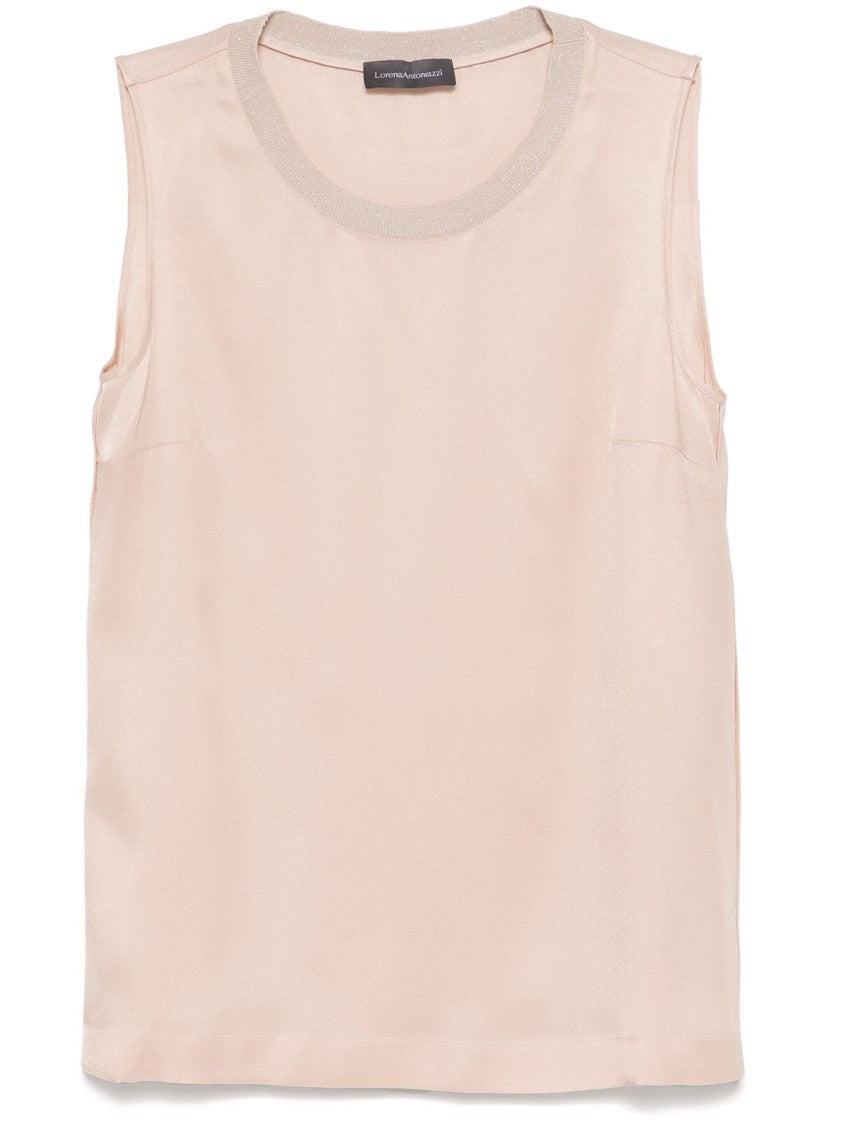Lorena Antoniazzi Pink Satin-Finish Tank Top