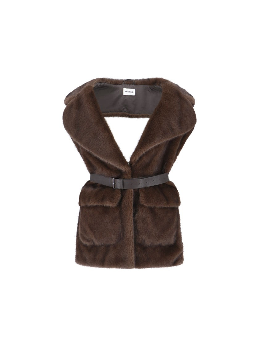 Parosh Faux Fur Vest – Brown