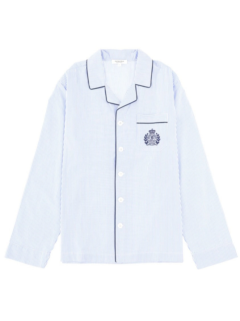 Sporty And Rich Light Blue Pinstripe Pajama Shirt
