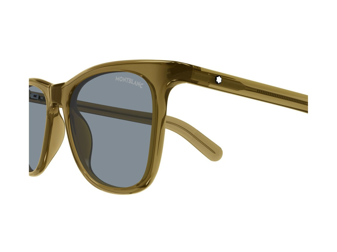 Montblanc Mb0496s Olive Green Translucent Acetate Square Sunglasses
